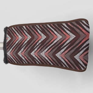 Funda Para Palo De Golf Coral, gris, patrón de zigzag marrón.
