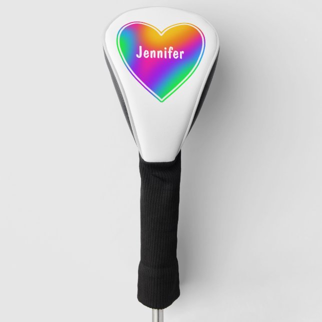 Funda Para Palo De Golf Corazón arcoiris personalizado (Anverso)