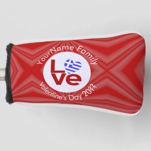 Funda Para Palo De Golf Corazón Bandera Roja Griega Personalizada LOVE