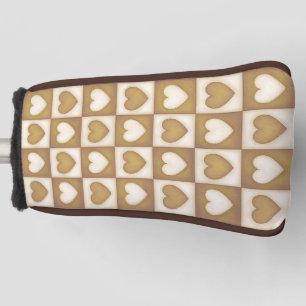 Funda Para Palo De Golf Corazones a cuadros en crema rubia