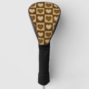 Funda Para Palo De Golf Corazones a cuadros en marrón toffee