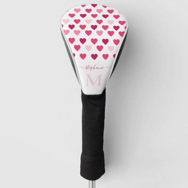 Funda Para Palo De Golf Corazones rosados personalizados amor (Anverso)