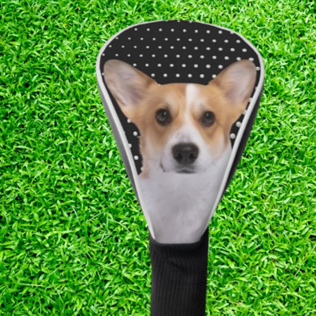 Funda Para Palo De Golf Corgi white dots (Surprise a corgi lover with a custom white corgi dog golf putter cover)