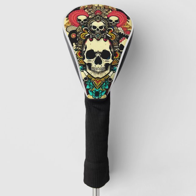 Funda Para Palo De Golf cráneo de amor alienígena buen humor suerte (Anverso)