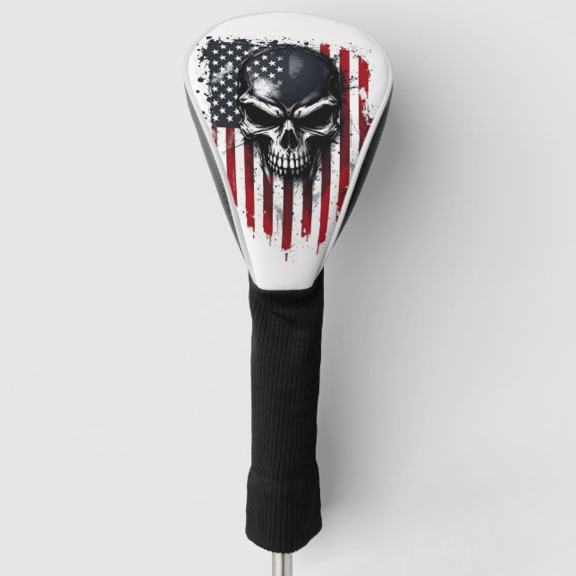 Funda Para Palo De Golf Cráneo de Bandera Americana (Anverso)