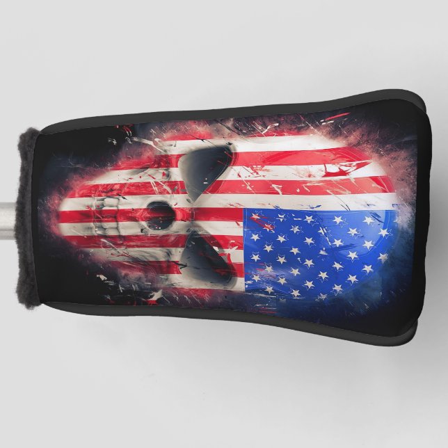 Funda Para Palo De Golf Cráneo de Bandera Americana (Anverso)
