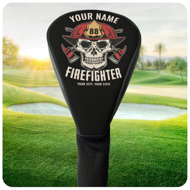 Funda Para Palo De Golf Cráneo de Bombero Personalizado Departamento de Bo (Subido por el creador)