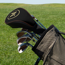 Funda Para Palo De Golf Crear personalizado negro dorado monogramado