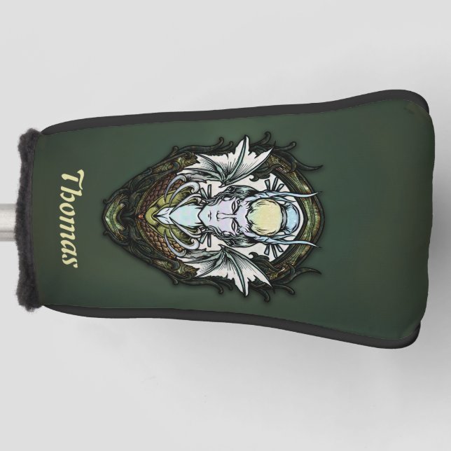 Funda Para Palo De Golf Creatura de fantasía oscura con alas. (Anverso)