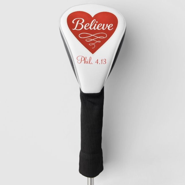 Funda Para Palo De Golf Cree corazón rojo y blanco (Anverso)
