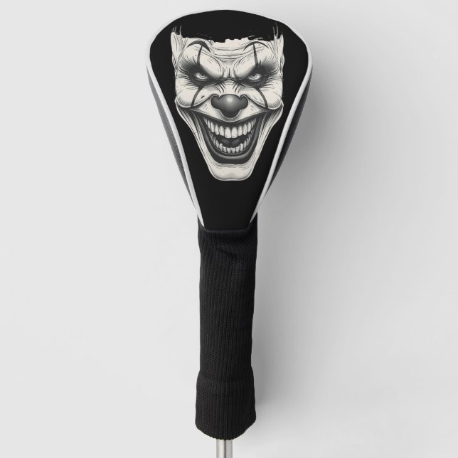 Funda Para Palo De Golf Creepy Killer Clown Smile Monochromatic  (Anverso)