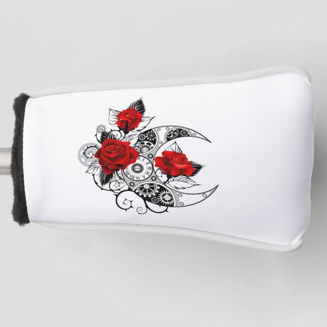 Funda Para Palo De Golf Crescente Mecánico con Rosas Rojas (Anverso)