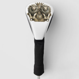 Funda Para Palo De Golf Crestón heráldico dorado con leones gemelos esti