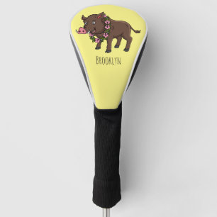 Funda Para Palo De Golf Cría de jabalí y flores de personalizado 