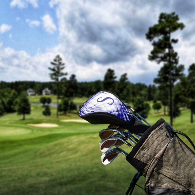 Funda Para Palo De Golf Cuadrado dimensional-Navy-S (Choose your own personal Monogram, with this elegant, Dimensional Square-Navy-S Golf Club Cover!)