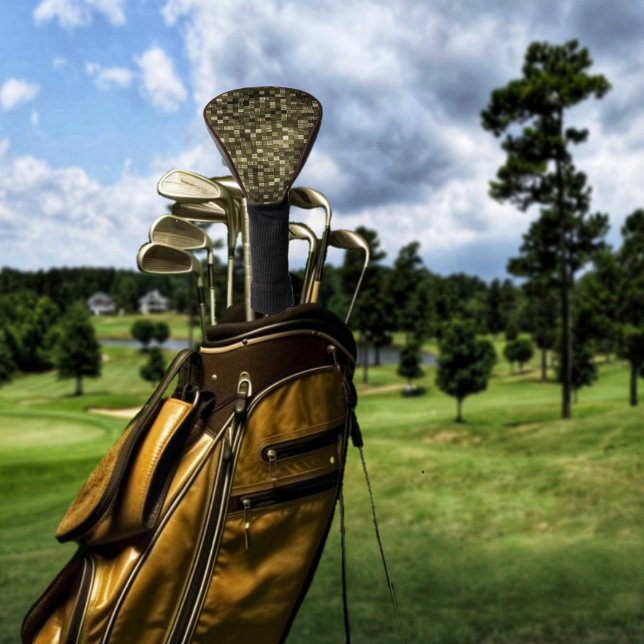 Funda Para Palo De Golf Cuadrícula de Brownstone (This Brownstone Grid Golf Club Cover, gives an elegant, understated look to your golf clubs!)