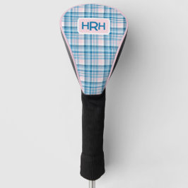 Funda Para Palo De Golf Cuadros rosados con monograma moderno