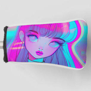 Funda Para Palo De Golf Cubierta Cubierta de cabeza de Chica Cute Neon Ani
