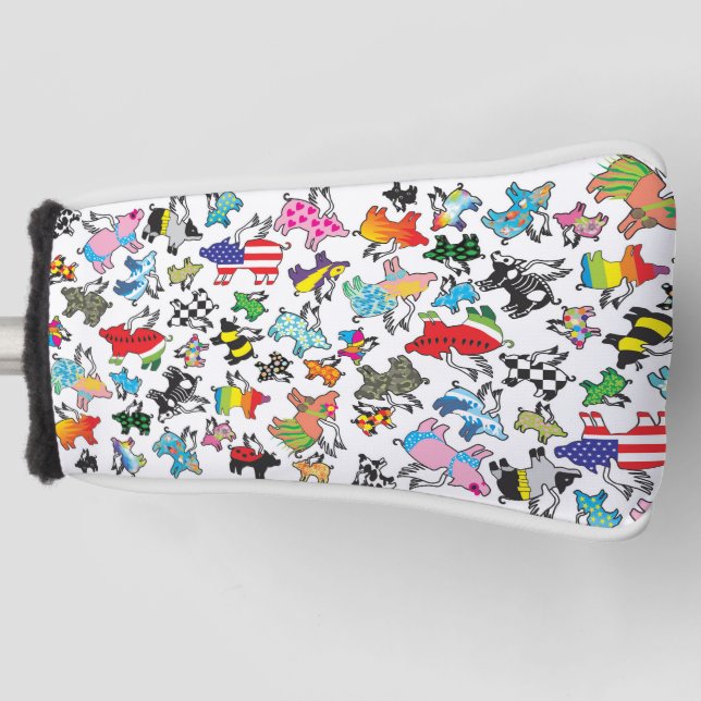 Funda Para Palo De Golf Cubierta de cabeza de cerdo volador (Anverso)