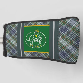 Funda Para Palo De Golf Cubierta de cabeza de golf a cuadros azul y gris