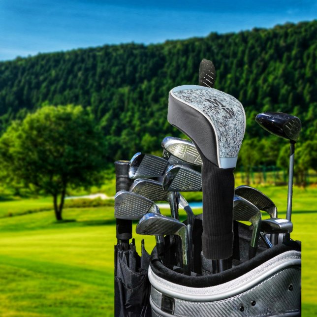 Funda Para Palo De Golf Cubierta de cabeza de golf de granito en cuadrado (This stylish design, allows for an optional, Monogram, if you choose!)