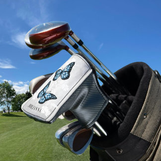 Funda Para Palo De Golf Cubierta de cabeza de golf floral de mariposa azul