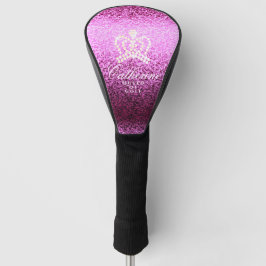 Funda Para Palo De Golf Cubierta de cabeza de golf Glitling Crown Magenta