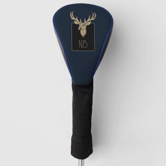 Funda Para Palo De Golf Cubierta de cabeza de golf Gold Deer Head (Anverso)
