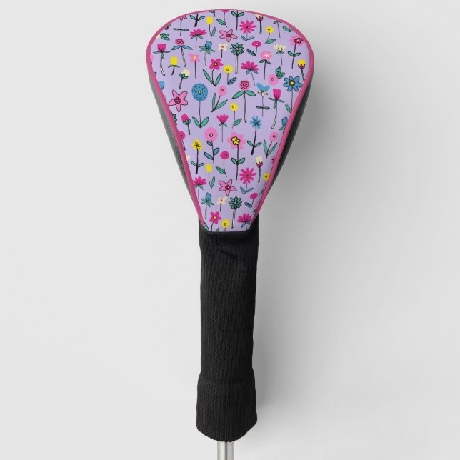 Funda Para Palo De Golf Cubierta de cabeza de golf Lilac Floral (Anverso)