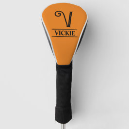 Funda Para Palo De Golf Cubierta de cabeza de golf monograma naranja