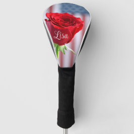 Funda Para Palo De Golf Cubierta de cabeza de golf Patriotic Red Rose