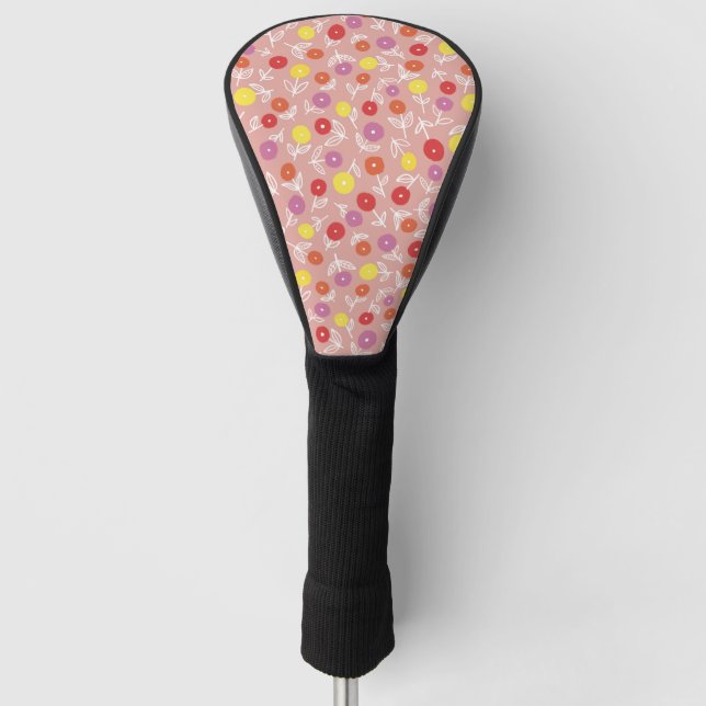 Funda Para Palo De Golf Cubierta de cabeza de golf Peach Floral Ditsy (Anverso)