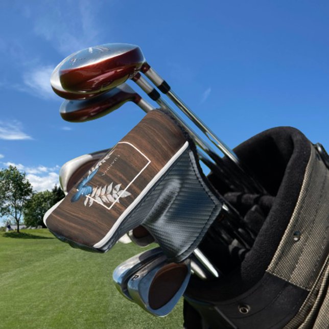 Funda Para Palo De Golf Cubierta de cabeza de golf Rustic Blue Butterfly (Rustic Blue Butterfly Golf Head Cover)