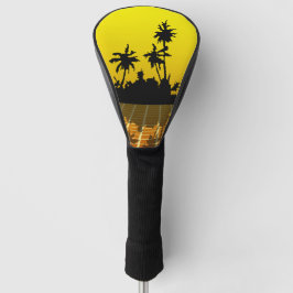 Funda Para Palo De Golf Cubierta de cabeza de golf tropical amarillo brill