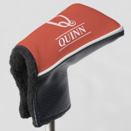 Funda Para Palo De Golf Cubierta de cabeza de putter con monograma naranja