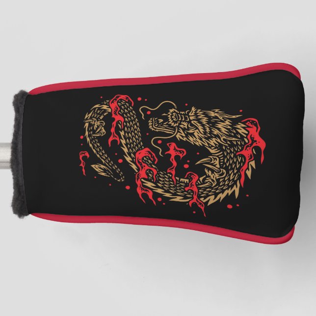 Funda Para Palo De Golf Cubierta de cabezal de golf Dragon (Anverso)