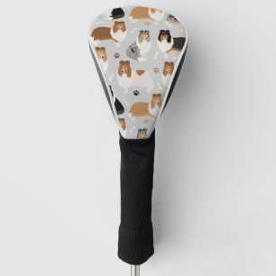 Funda Para Palo De Golf Cubierta de cabezal de golf Rough Collie Paws y Bo