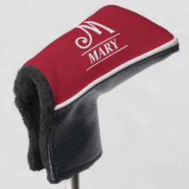 Funda Para Palo De Golf Cubierta de la cabeza del putter monogramado rojo