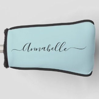 Funda Para Palo De Golf Cubierta del cabezal de golf Aqua Mint Green Name