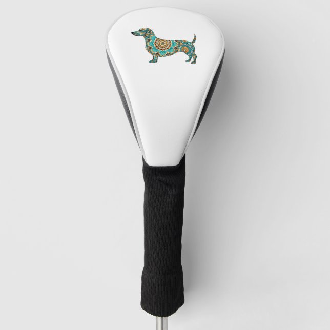 Funda Para Palo De Golf Cubierta del cabezal de golf Boho Dachshund (Anverso)