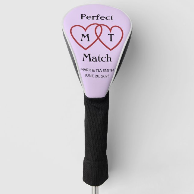 Funda Para Palo De Golf Cubierta del cabezal de golf de la pareja perfecta (Anverso)