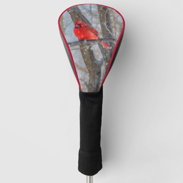 Funda Para Palo De Golf Cubierta del cabezal de golf del cardenal de nieve (Anverso)