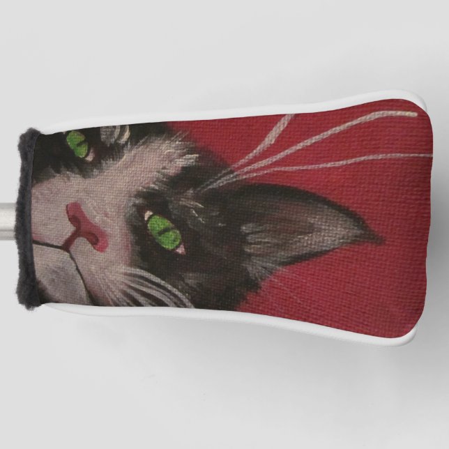 Funda Para Palo De Golf cubierta del cabezal de golf del gato de tuxedo (Anverso)