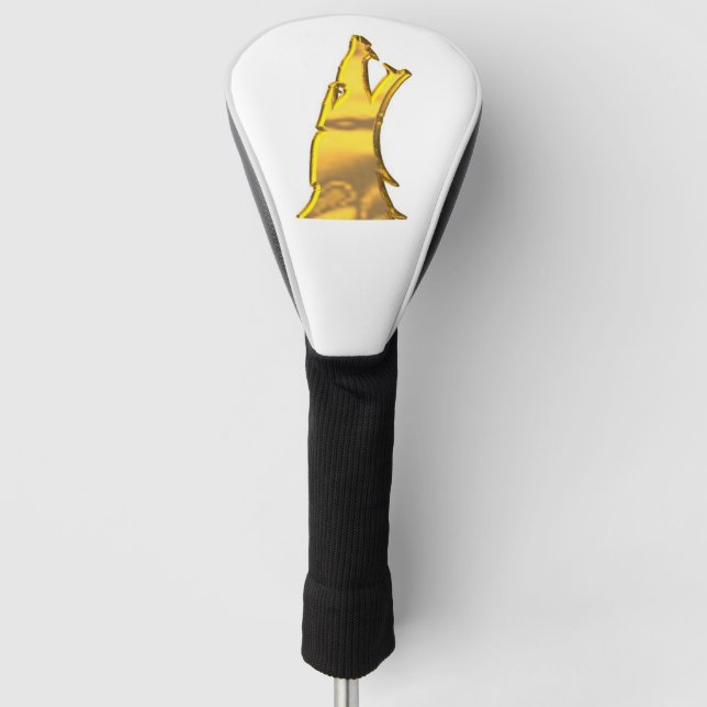Funda Para Palo De Golf Cubierta del club de golf Golden Wolf Head (Anverso)