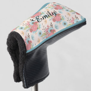 Funda Para Palo De Golf Cubierta floral rosada y azul bonita del Putter