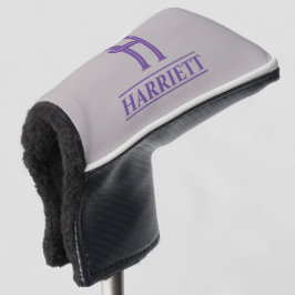 Funda Para Palo De Golf Cubierta monogramada de la cabeza de putter púrpur