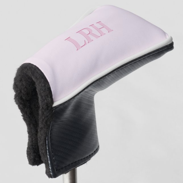 Funda Para Palo De Golf Cubierta monogramada de putter de golf rosa para m (Anverso 3/4)