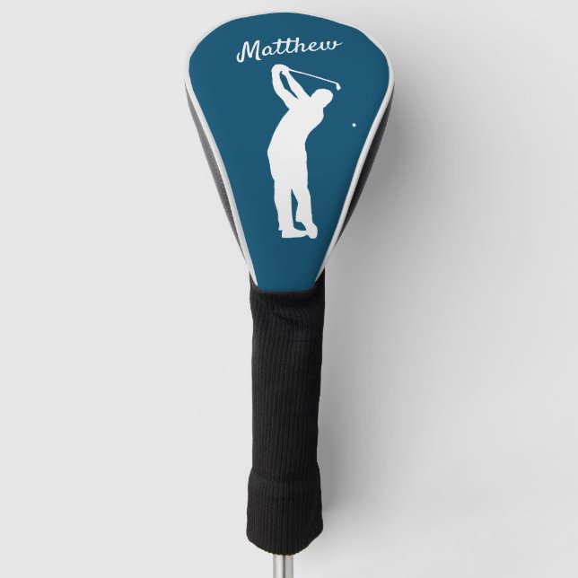 Funda Para Palo De Golf Cubierta monogramada "golfer Matthew" azul (Anverso)