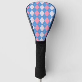 Funda Para Palo De Golf Cubierta para cabeza de golf Argyle rosa y azul