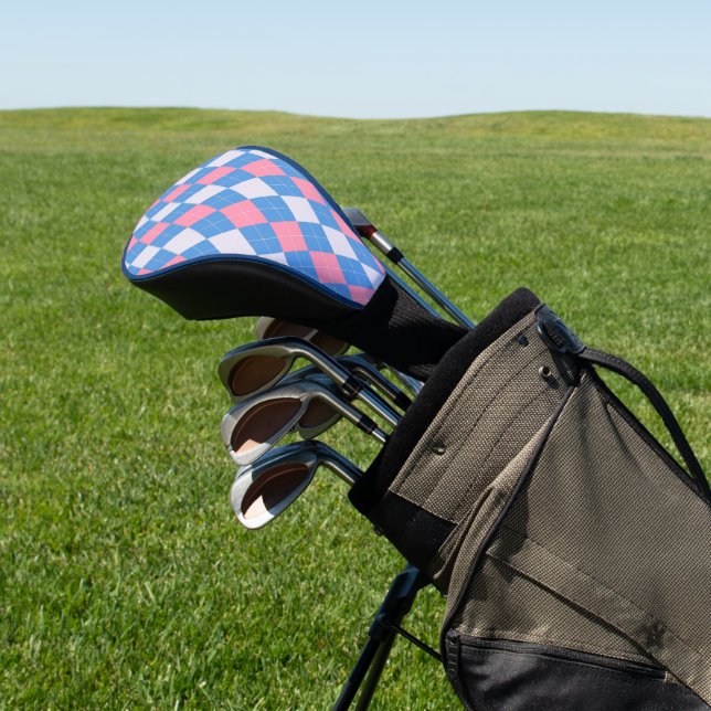 Funda Para Palo De Golf Cubierta para cabeza de golf Argyle rosa y azul (In Situ)